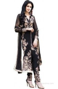 V2v Fashion Georgette Embroidered Semi-stitched Salwar Suit Dupatta Material